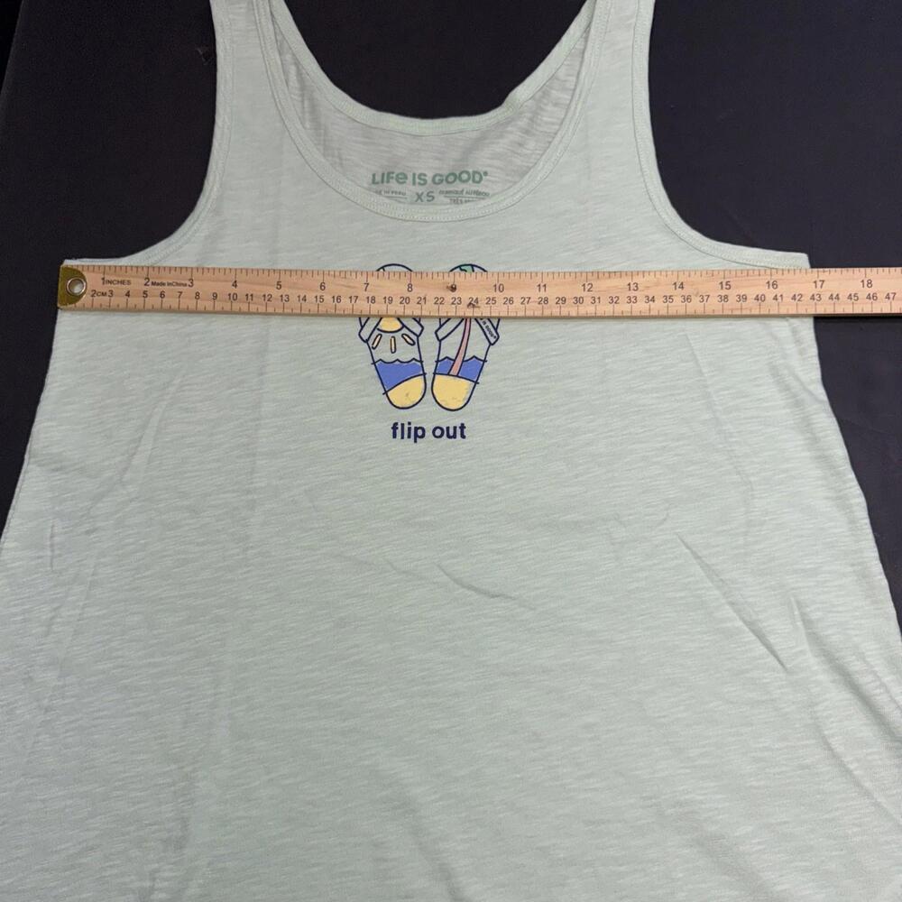 Life Is Good Blue Cotton Tank Top Flip Out Flop Graphic Tee Beach Outdoors XS‎ - Picture 9 of 14